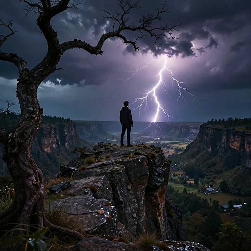 Inudenod on Stormy Cliff Overlooking Valley