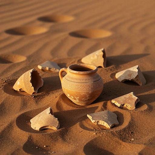 Ancient Turquoise Pottery Shards Desert