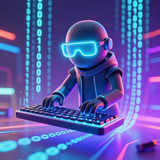 Futuristic Coding Avatar with Neon Glow