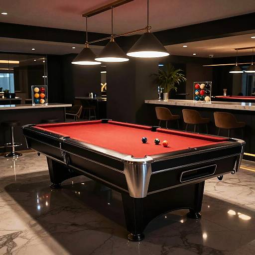Elegant Red Velvet Pool Table Scene