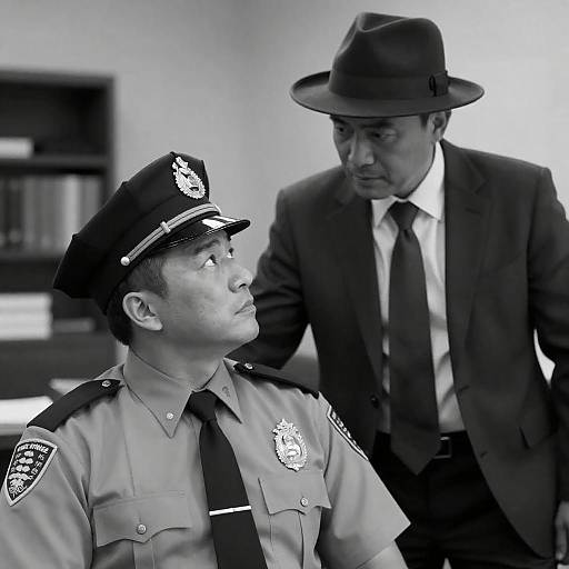 Intense Black-and-White Office Encounter