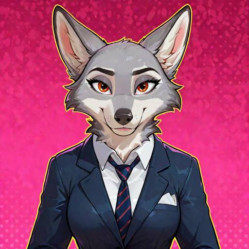 Expressive Female Wolf in Jester Attire