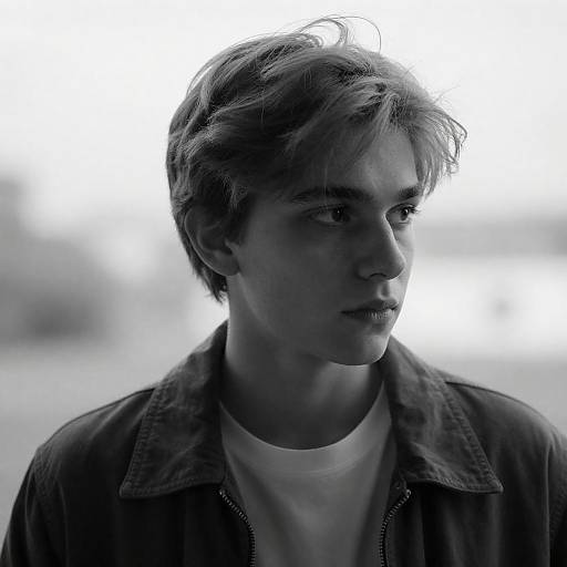 Dramatic Black-and-White Portrait of Young Man