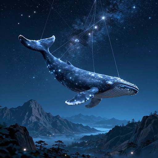Upside Down Floating Mountains with Sky Whales