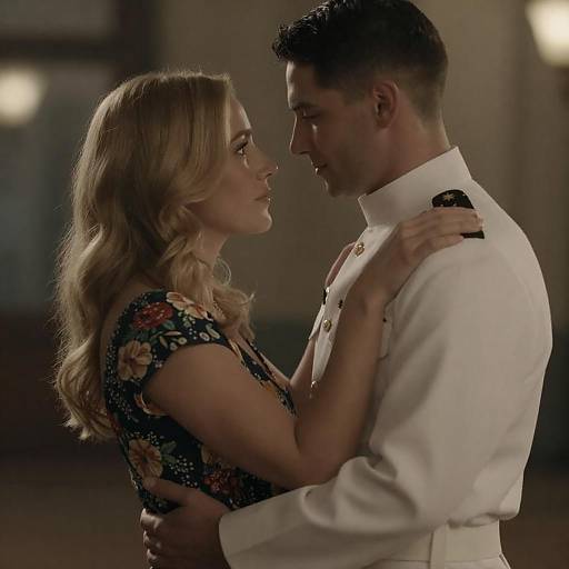 Intimate Embrace in Romantic Lighting