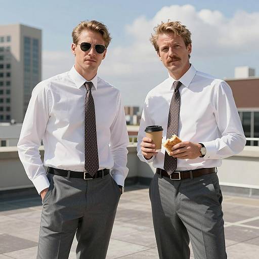 Businessmen Enjoying Lunch on Rooftop