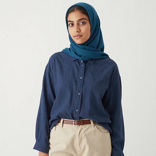 Young Woman in Teal Hijab Portrait