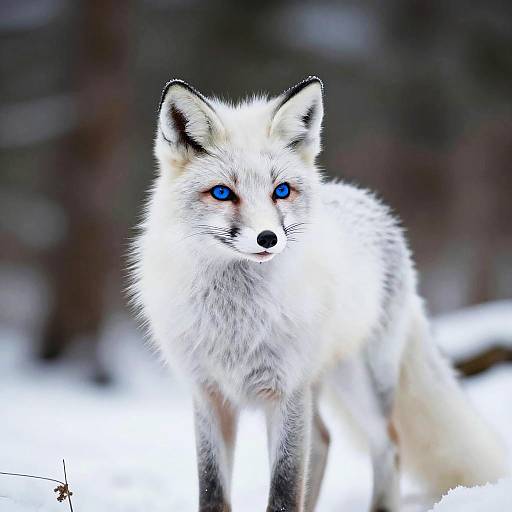 Mystical White Fox in Snowy Forest