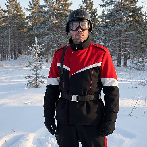 Rugged Soldier in Snowy Wilderness