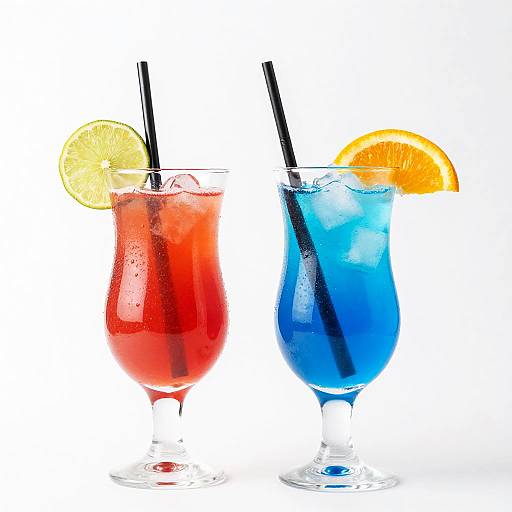 Vibrant Cocktails on White Background