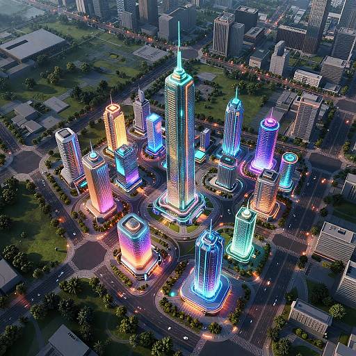 Futuristic Neon City Map Layouts