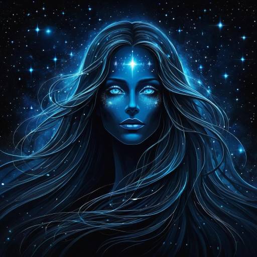 Mystical Figure in Cosmic Fantasy Scene