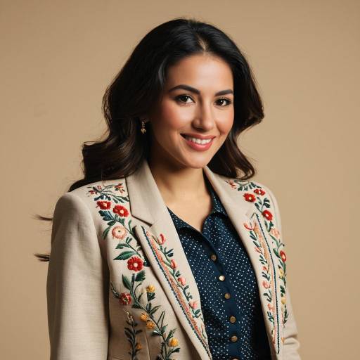 Confident Middle Eastern Woman in Embroidered Jacket