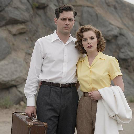 Vintage 1940s Couple by Rocky Hillside