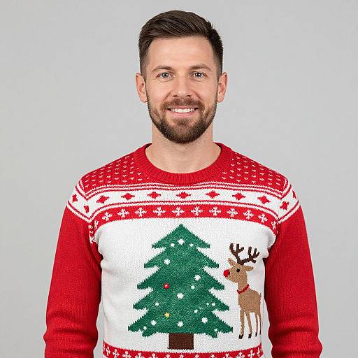 Bearded Man in Festive Christmas Sweater