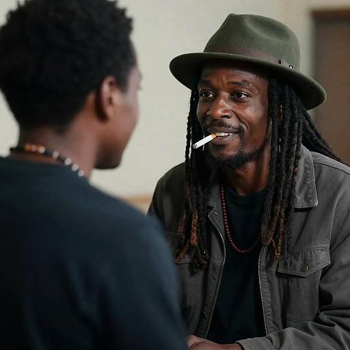 Two Black Men in Candid Conversation