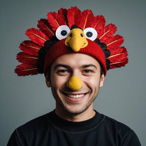 Man Wearing Turkey Costume Hat