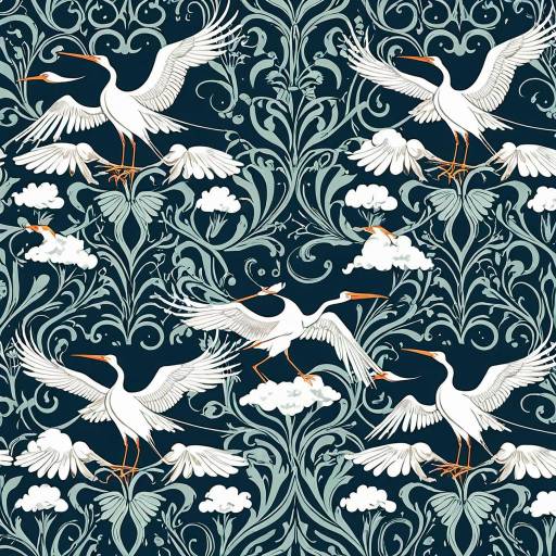 Art Nouveau Stork Mural Pattern