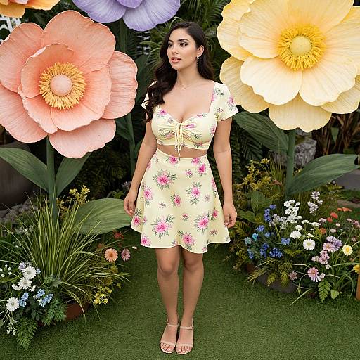 Slim Woman in Pastel Garden Outfit