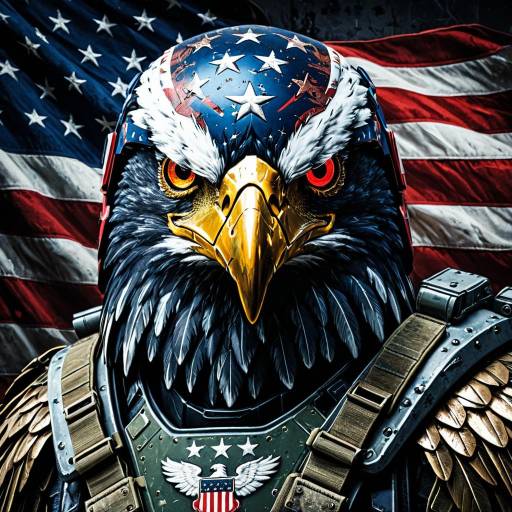 Patriotic Eagle Warrior with American Flag