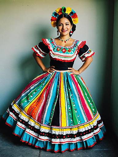 Colorful Folklorico Dress Portrait