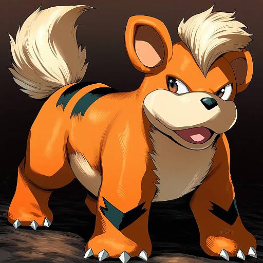 Illustration of Growlithe, pokemon in the style of Matoyama
