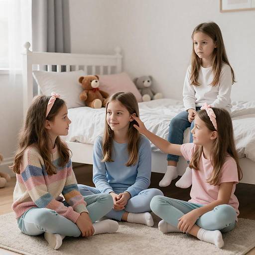 Cozy Bedroom Portrait of Four Girls