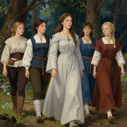 Elegant Elven Maidens in Enchanted Forest