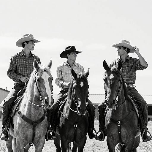 Vintage Four Cowboys on Horses