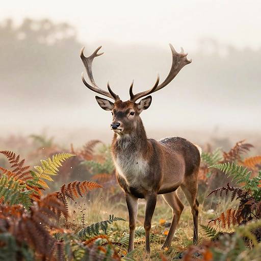 Majestic Stag in Misty Summer Valley