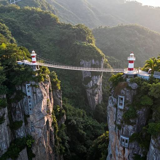 Graceful Suspension Bridge Between Cliffs