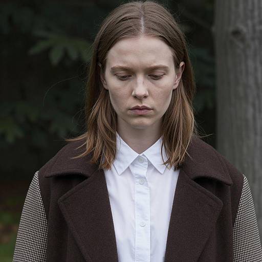 Serious Woman Looking Downward