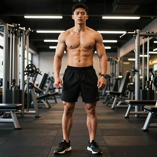 Athletic Man in Modern Gym