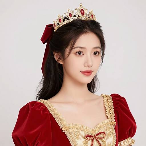 Regal Woman in Red and Gold