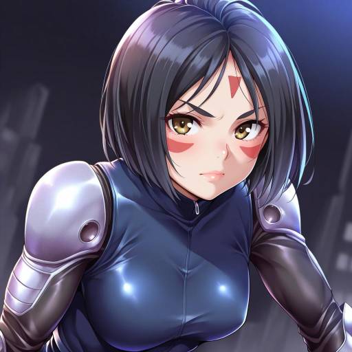 Illustration of Alita, battle angel alita in the style of Kanabun