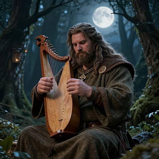 Oversized Elven Bard in Moonlit Forest