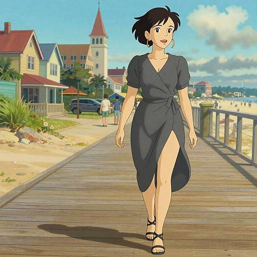 Stylish Woman in Studio Ghibli Style