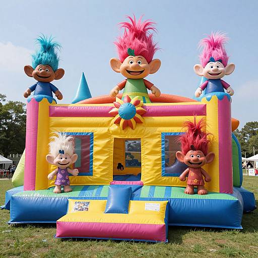 Vibrant Troll-Themed Bouncy Castle