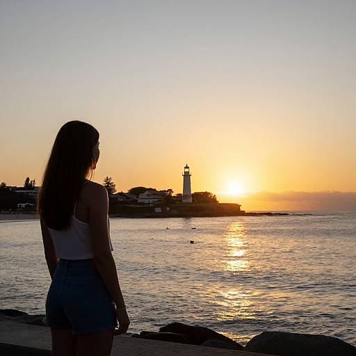 Woman Watching Serene Bondi Beach Sunset
