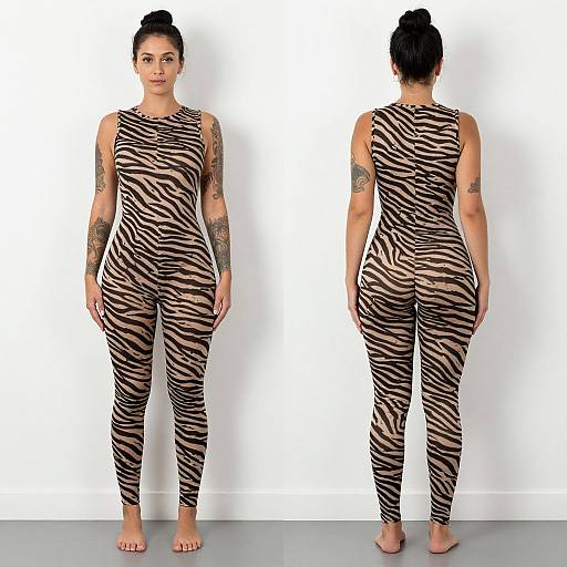 Zebra Print Bodysuit Woman Photoshoot