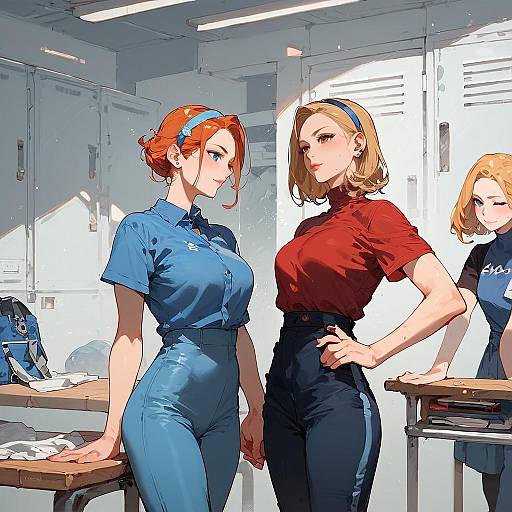 Futuristic Characters in Locker Room
