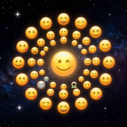 Emojis Orbiting Glowing Cosmic Core