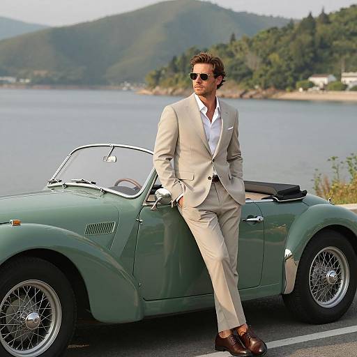 Stylish Man by Vintage Convertible
