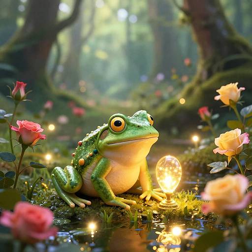 Enchanted Princess and Frog in Swamp