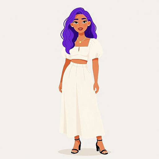 Bohemian Woman in Elegant Summer Outfit