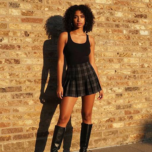 Young Woman Standing by Sunlit Brick Wall