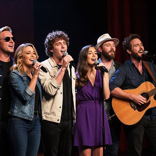 Joyful Performance on Dimly Lit Stage