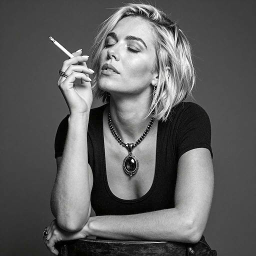 Elegant Woman in Black and White