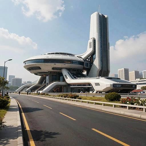 Realistic Sci-Fi Urban Road Scene