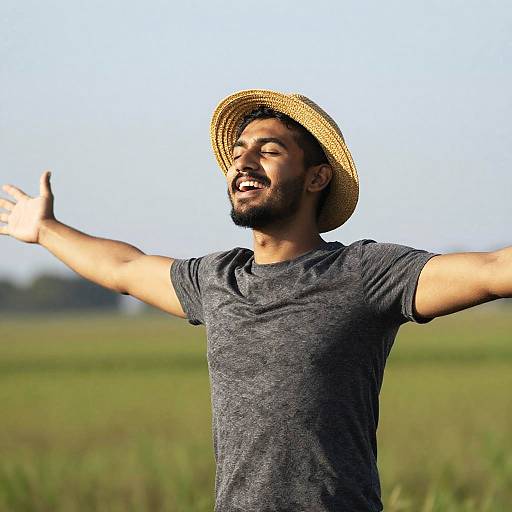 Smiling Bearded Man Arms Wide Open